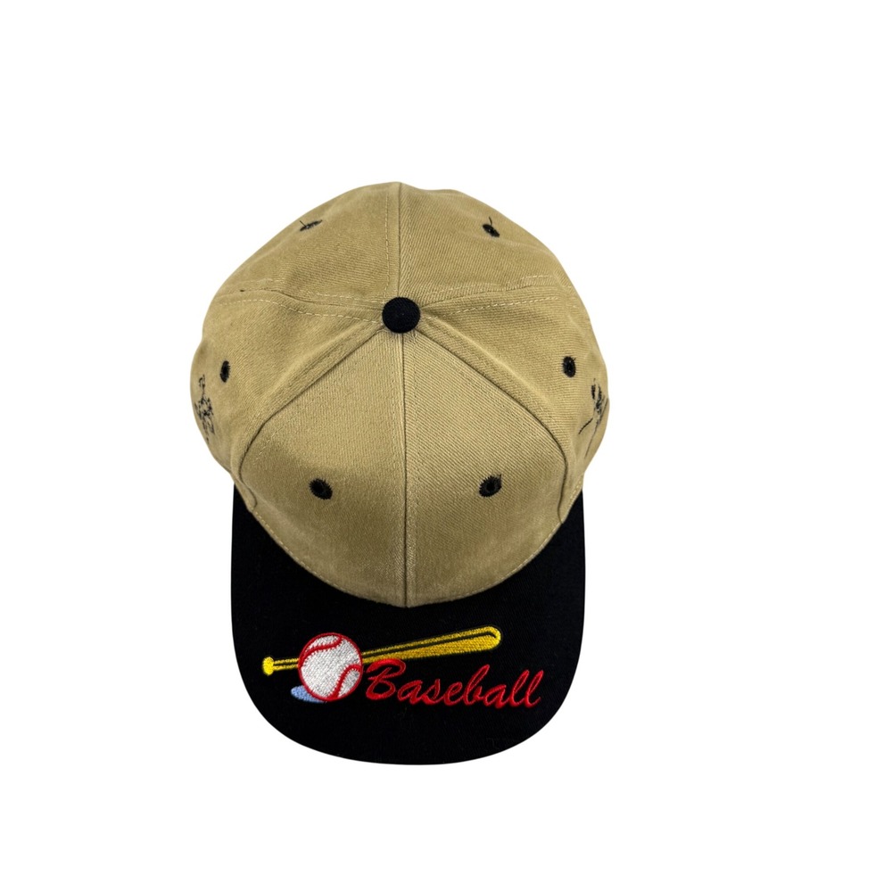 Nissin Baseball Cap Tan Black Two Tone Embroidered Adjustable Strapback Hat - Picture 10 of 12
